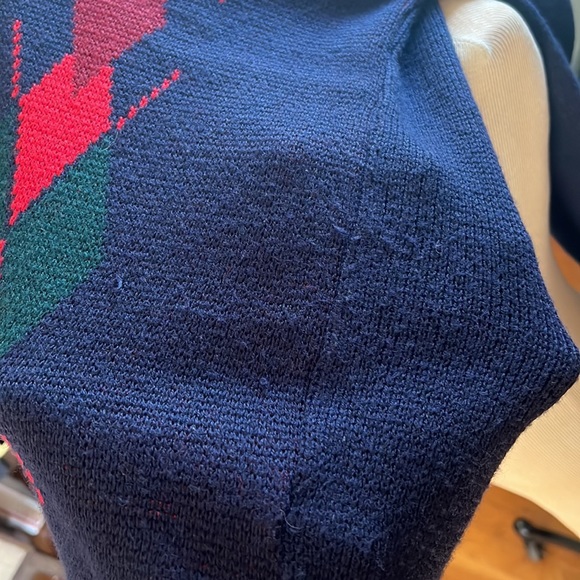 Pitlochry Wool Blend Cardigan Made in Scotland Navy Green Plaid Size Large - Picture 14 of 15